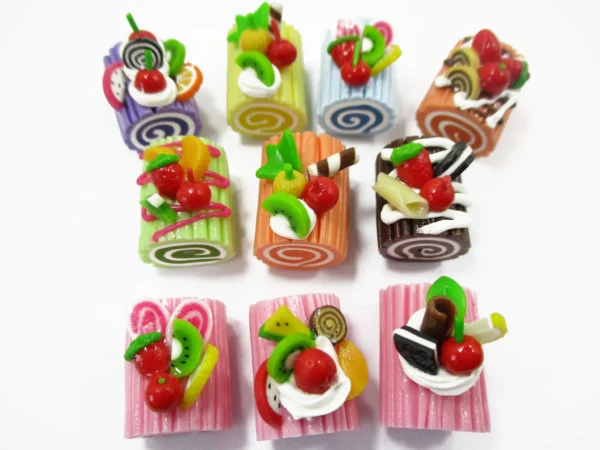 1:6 Dollhouse Miniature Food 10 Mixed Fruit Sweet Roll Cake Log Cake 16500 - Image 2