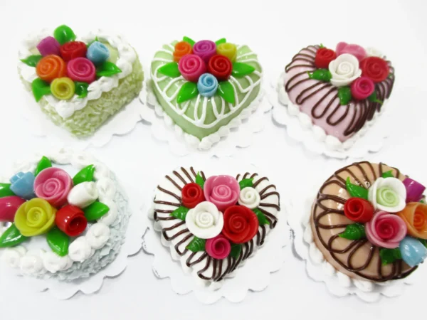 Dollhouse Miniature Food Lot 2 cm 6 Mixed Color Rose Flower Cake Supply 16510 - Image 2