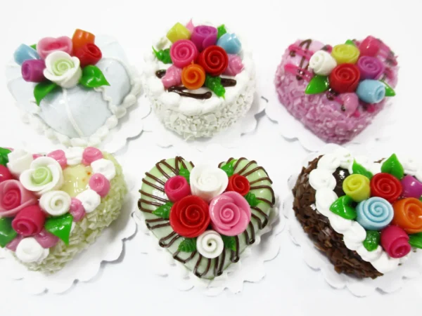 Dollhouse Miniature Food Set 2 cm 6 Mixed Color Rose Flower Cake Supply 16511 - Image 2