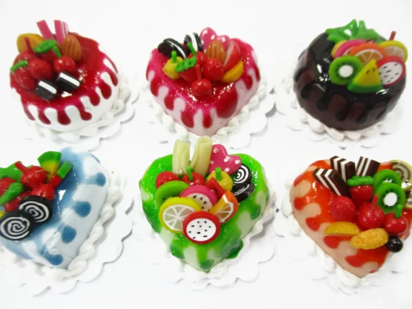 Dollhouse Miniatures Food 2 cm 6 Mixed Color Fruit Cake Bakery Supply 16536 - Image 2