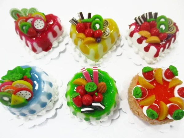 Dollhouse Miniatures Food 2 cm 6 Mixed Color Fruit Cake Bakery Supply 16542 - Image 2