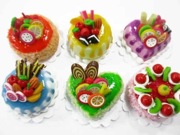 Dollhouse Miniatures Food 2 cm 6 Assorted Color Fruit Cake Bakery Supply 16544 - Image 2