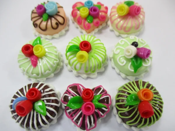 Dollhouse Miniatures Food Cakes 9 Assorted Rose Flower Cake 1.5 cm Dessert 16552 - Image 2