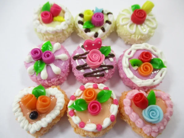 Dollhouse Miniatures Food Cakes 9 Assorted Rose Flower Cake 1.5 cm Dessert 16562 - Image 2