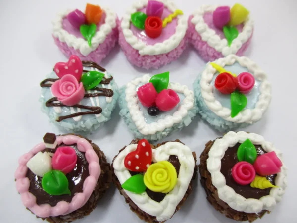 Dollhouse Miniatures Food Cakes 9 Assorted Rose Flower Cake 1.5 cm Supply 16564 - Image 2