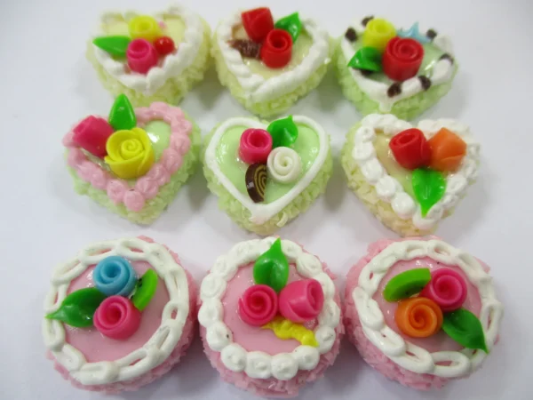 Dollhouse Miniatures Food Cakes 9 Mixed Color Rose Flower Cake 1.5 cm 16565 - Image 2