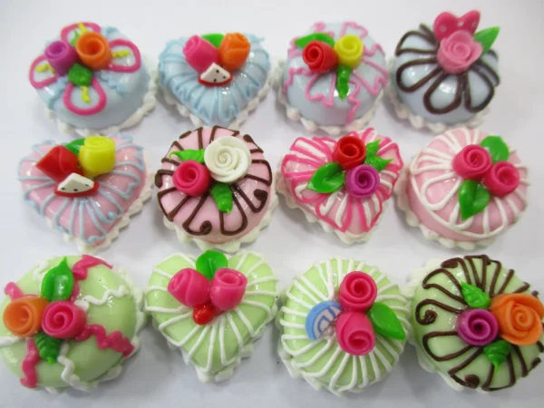 Dollhouse Miniatures Food Cake 12 Assorted Rose Flower Cake 1.5 cm Dessert 16572 - Image 2
