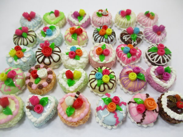 Dollhouse Miniature Food 30 Mixed Fruit Flower Mini Cake 1.5 cm Bakery 16591