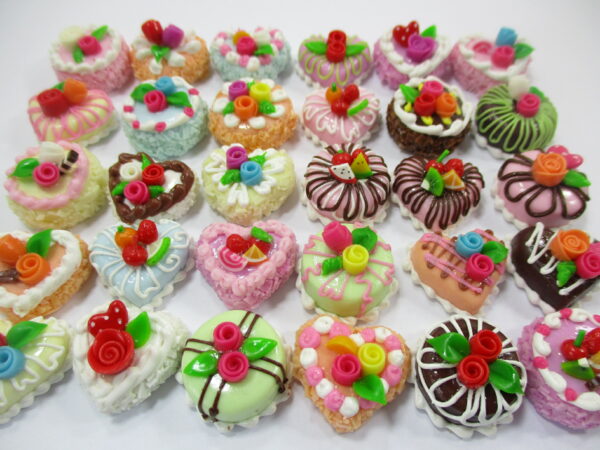 Dollhouse Miniature Food 30 Mixed Fruit Flower Mini Cake 1.5 cm Bakery 16593