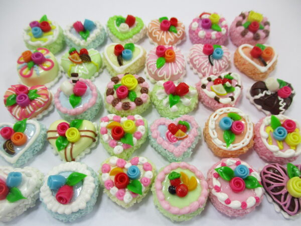 Dollhouse Miniature Food 30 Mixed Fruit Flower Mini Cake 1.5 cm Sweet 16599