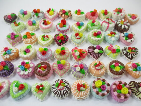 Dollhouse Miniature Food 50 Mixed Color Fruit Flower Cake 1.5 cm WHOLESALE 16607