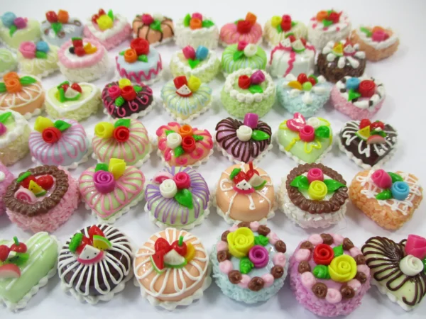Dollhouse Miniature Food 50 Mixed Color Fruit Flower Cake 1.5 cm WHOLESALE 16607 - Image 3