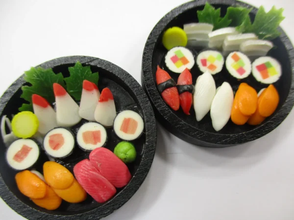 Dollhouse Miniature Food 4 Sushi Bento Japanese Lunch Wooden Tiny Set 16746 - Image 4