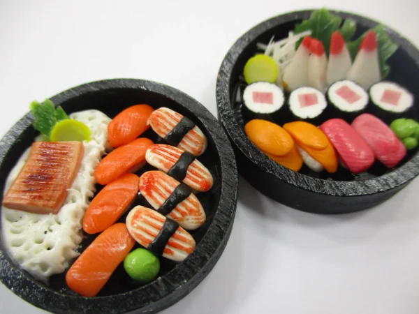 Dollhouse Miniature Food 4 Sushi Bento Japanese Lunch Wooden Box Supply 16753 - Image 4