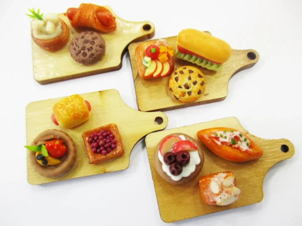 Dollhouse Miniature Food Bakery Bread Cake Cupcake Dessert On Wooden Board 16835 - Image 4