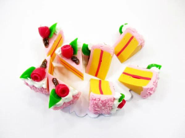 Dollhouse Strawberry Pink Slice Cake Miniature Clay Tiny Mini Cake 8 Cuts 16867 - Image 4