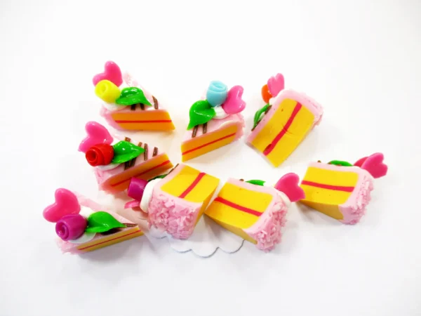 1:12 Miniature Rose Strawberry 8 Cut Slice Cake Dollhouse Mini Cake Charms 16871 - Image 4
