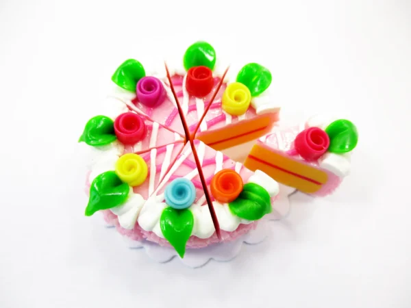 Miniature Strawberry 8 Cuts Cake Dollhouse Slice Cake Dessert Clay Cake 16883 - Image 2