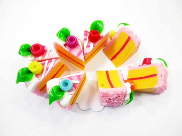 Miniature Strawberry 8 Cuts Cake Dollhouse Slice Cake Dessert Clay Cake 16883 - Image 4
