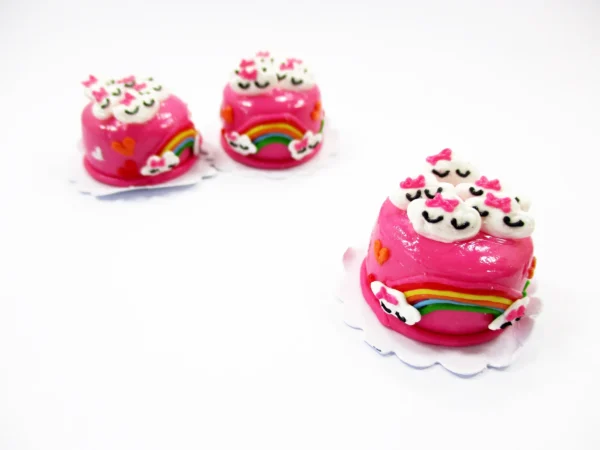 1:12 Miniature Pink Strawberry Cute Cake 2 cm Dollhouse Bakery Tiny Charms 16914 - Image 4