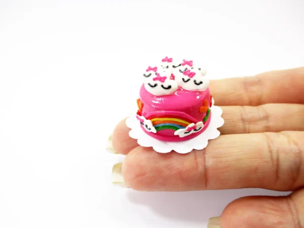 1:12 Miniature Pink Strawberry Cute Cake 2 cm Dollhouse Bakery Tiny Charms 16914 - Image 6