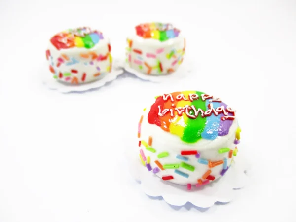 Dollhouse Rainbow Birthday Cake 2 cm Miniature 1:12 Bakery Dessert Charms 16915 - Image 4
