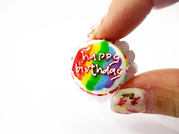 Dollhouse Rainbow Birthday Cake 2 cm Miniature 1:12 Bakery Dessert Charms 16915 - Image 5