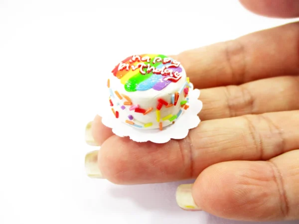 Dollhouse Rainbow Birthday Cake 2 cm Miniature 1:12 Bakery Dessert Charms 16915 - Image 6