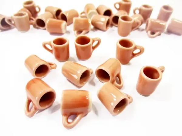 10 Salmon Coffee Tea FUNNEL Cup Mug Dolls House Miniature Ceramic Kitchen 1:6 3867 - Image 4