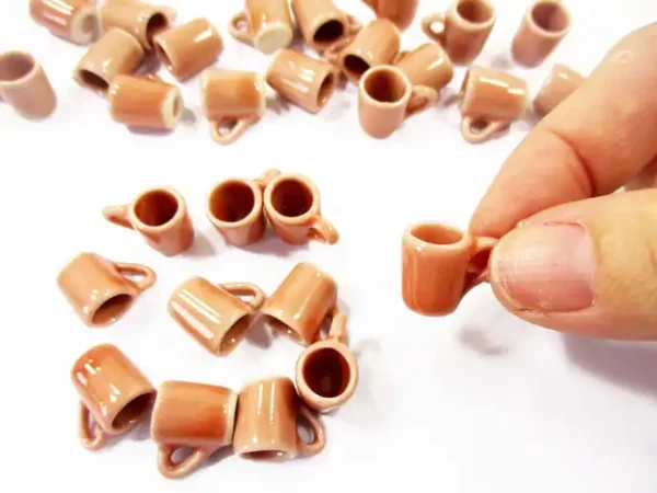 10 Salmon Coffee Tea FUNNEL Cup Mug Dolls House Miniature Ceramic Kitchen 1:6 3867 - Image 5