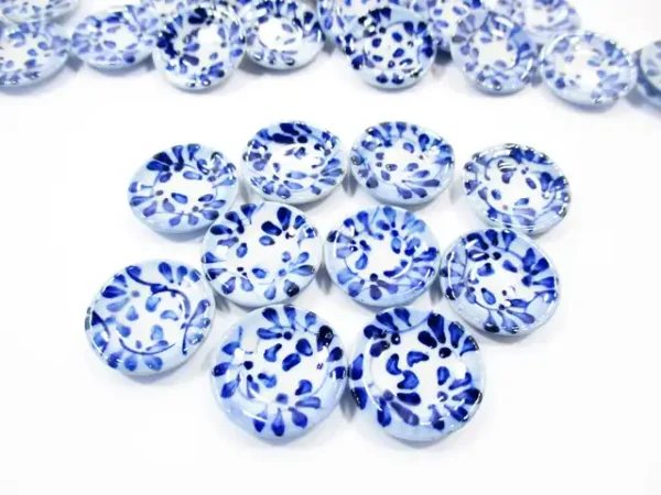 10x20mm Blue Spot Flower Hand Paint Plate Dish Dollhouse Miniature Ceramic 13212 - Image 2