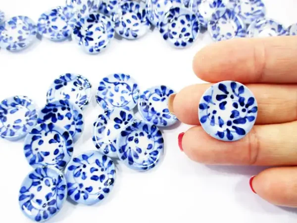 10x20mm Blue Spot Flower Hand Paint Plate Dish Dollhouse Miniature Ceramic 13212 - Image 6