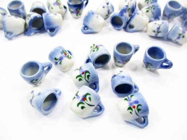 1:6 10 Orchid Flower Paint Ceramic Tea Coffee Mug Cup Dollhouse Miniature 13216