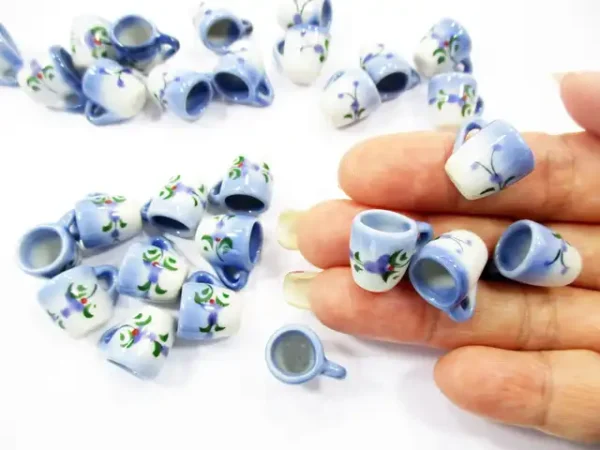 1:6 10 Orchid Flower Paint Ceramic Tea Coffee Mug Cup Dollhouse Miniature 13216 - Image 6