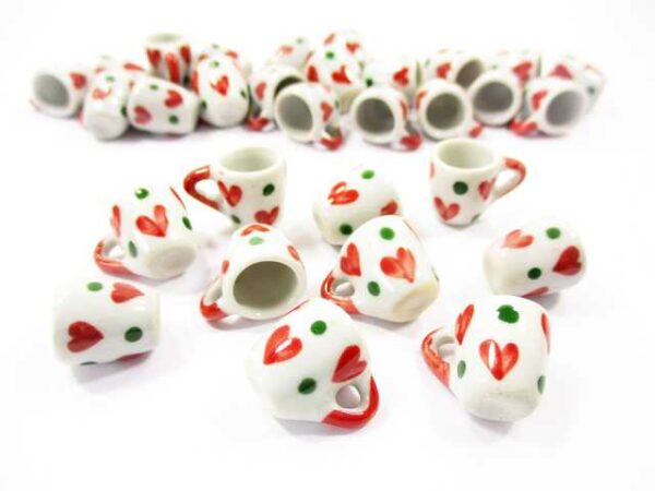 1:6 10 Heart Hand Paint Ceramic Tea Coffee Mug Cup Dollhouse Miniatures Supply 13221