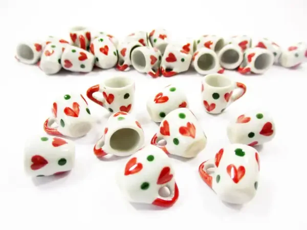 1:6 10 Heart Hand Paint Ceramic Tea Coffee Mug Cup Dollhouse Miniatures Supply 13221 - Image 2