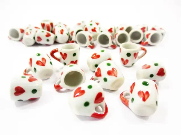 1:6 10 Heart Hand Paint Ceramic Tea Coffee Mug Cup Dollhouse Miniatures Supply 13221 - Image 3