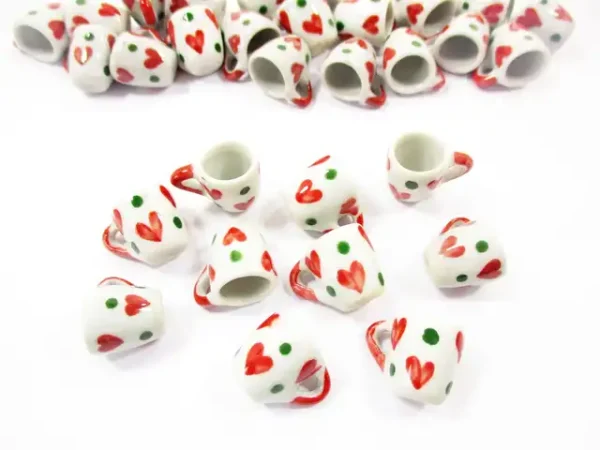 1:6 10 Heart Hand Paint Ceramic Tea Coffee Mug Cup Dollhouse Miniatures Supply 13221 - Image 4