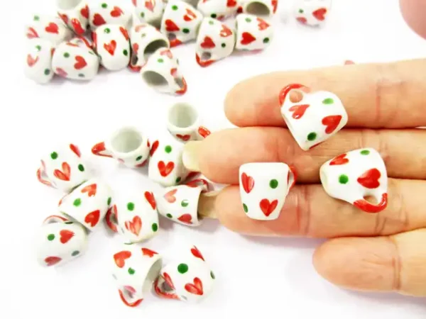 1:6 10 Heart Hand Paint Ceramic Tea Coffee Mug Cup Dollhouse Miniatures Supply 13221 - Image 6