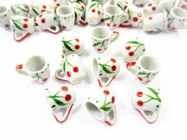 1:6 10 Cherry Hand Paint Ceramic Tea Coffee Mug Cup Dollhouse Miniature Supply 13223