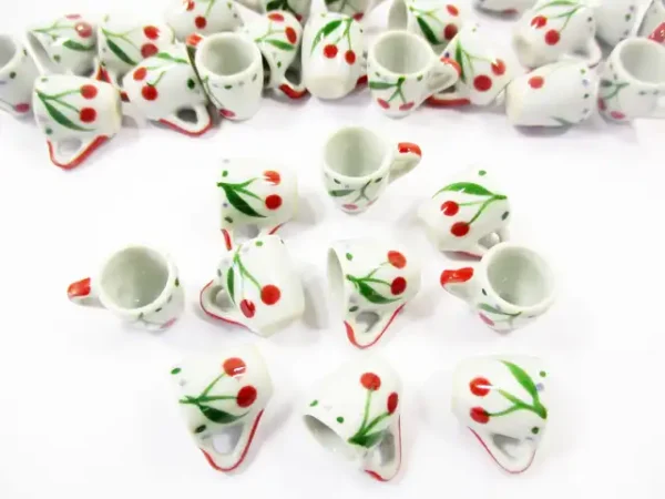 1:6 10 Cherry Hand Paint Ceramic Tea Coffee Mug Cup Dollhouse Miniature Supply 13223 - Image 2