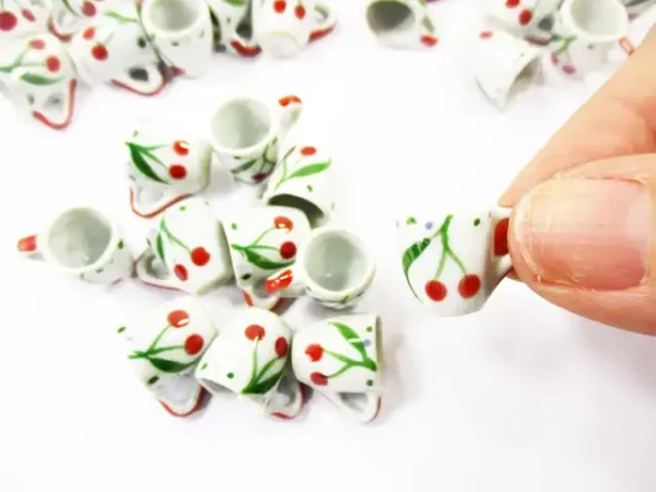 1:6 10 Cherry Hand Paint Ceramic Tea Coffee Mug Cup Dollhouse Miniature Supply 13223 - Image 5