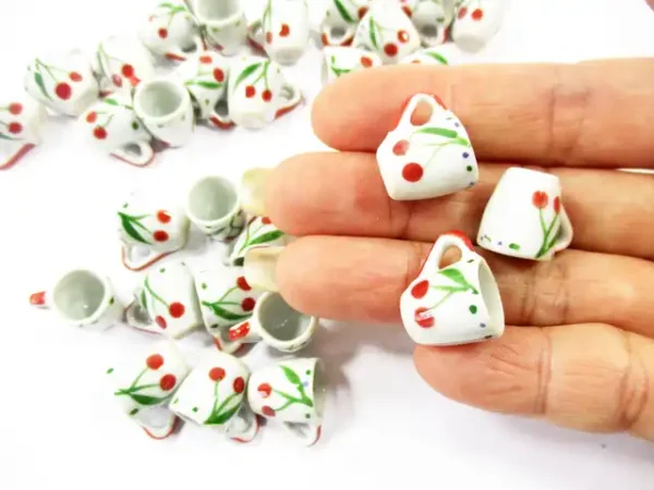 1:6 10 Cherry Hand Paint Ceramic Tea Coffee Mug Cup Dollhouse Miniature Supply 13223 - Image 6