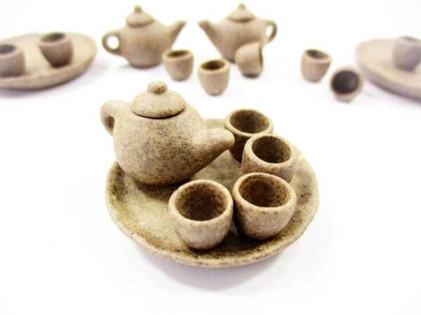 Dollhouse Miniatures Ceramic Kitchenware Coffee Tea Cup Tea Pot Set Supply 13241