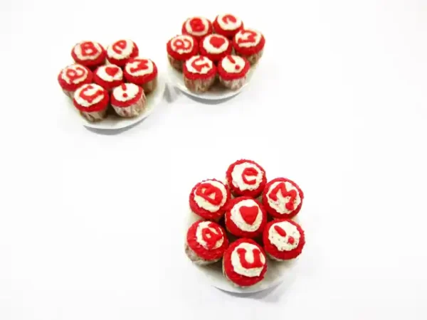 Dolls House Miniature Food Plate Valentine Cup Cake Handmade Supply Charms 13687 - Image 2