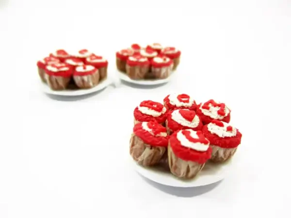 Dolls House Miniature Food Plate Valentine Cup Cake Handmade Supply Charms 13687 - Image 3