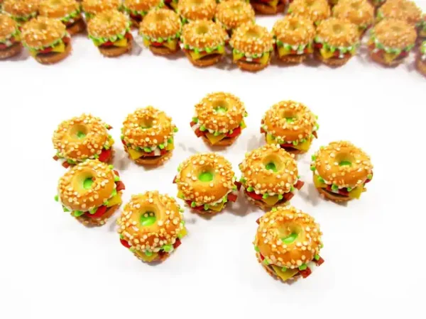 Dollhouse Miniatures Food Lot 10 Cheese Bagel White Seeds Bakery Supply 13731 - Image 2