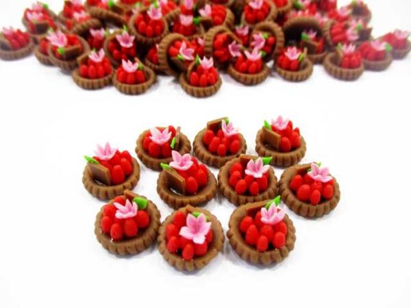 Dollhouse Miniatures Lot10 Mini Strawberry Fruit Tart Cake Bakery Food 13881