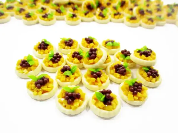 Dollhouse Miniature Lo 10 Mini Mango Blueberry Fruit Tart Cake Bakery Food 13882 - Image 3