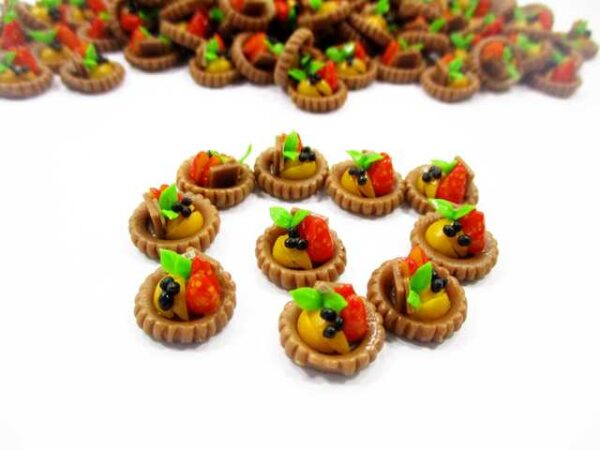 Dollhouse Miniatures Lot 10 Mini Mixed Fruit Tart Cake Bakery Food 14108